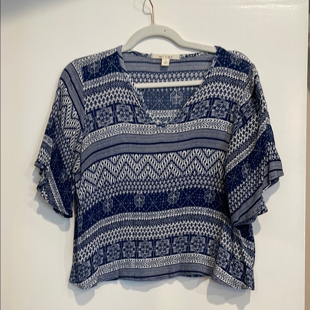 Blue Patterned Women's Top